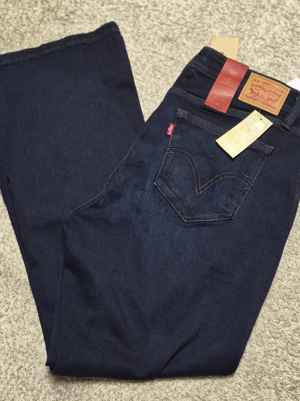 Levi's CURVY boootcut 529's Women's Dark Blue Denim Jeans Short Midrise Size 14
